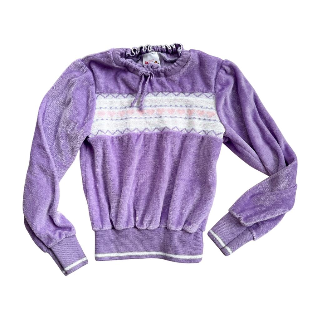 Vtg 1980s Winnie the Pooh Girls Purple Velour Top Size 6